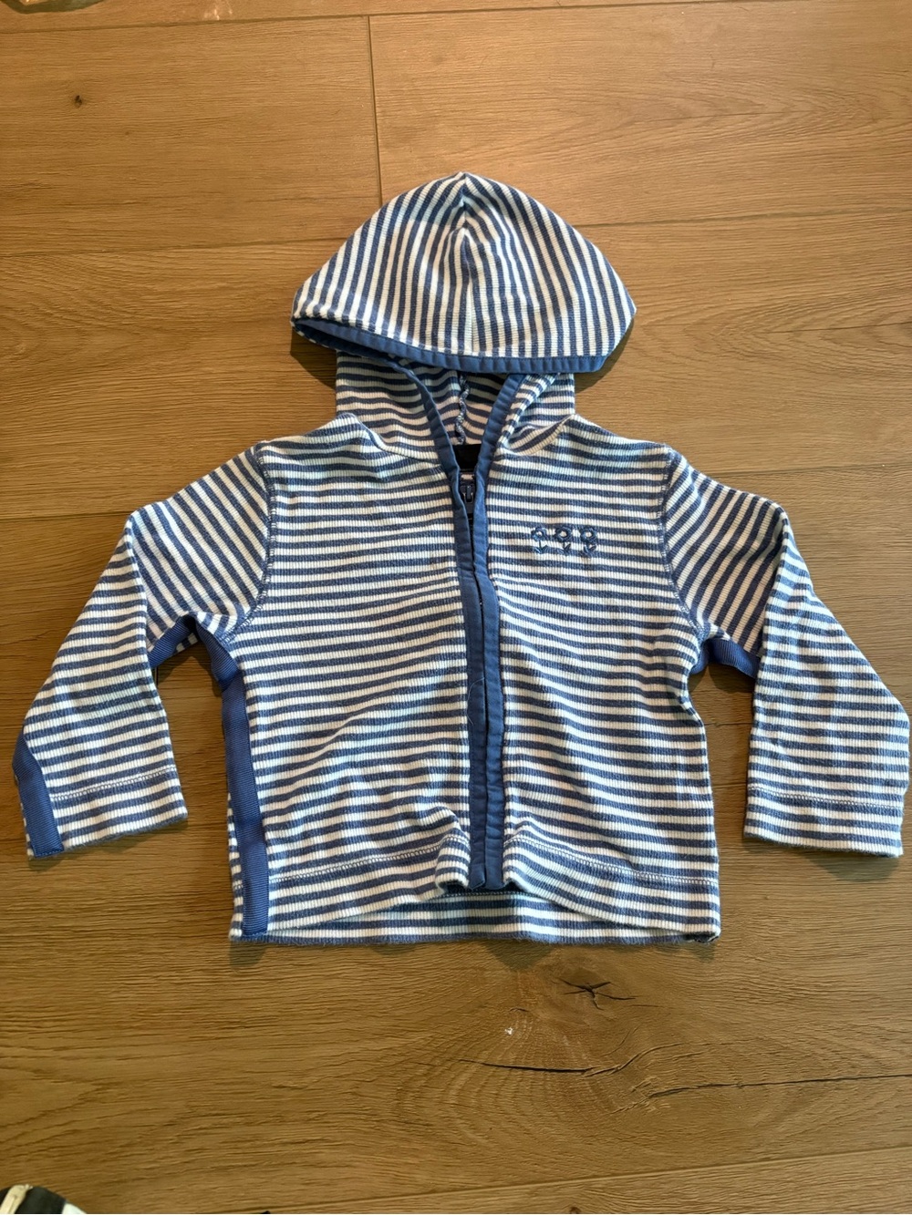 The Children's Place Blue and White Striped Hooded Zip-Up